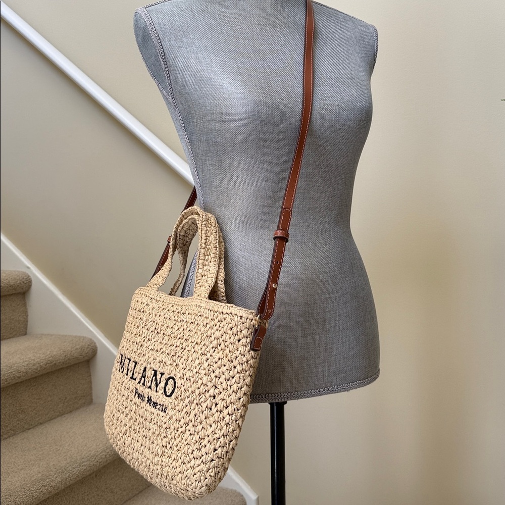 NWOT—H &M Straw Woven Tote w/removeable & adjustable crossbody strap/handle bag. - Picture 8 of 16